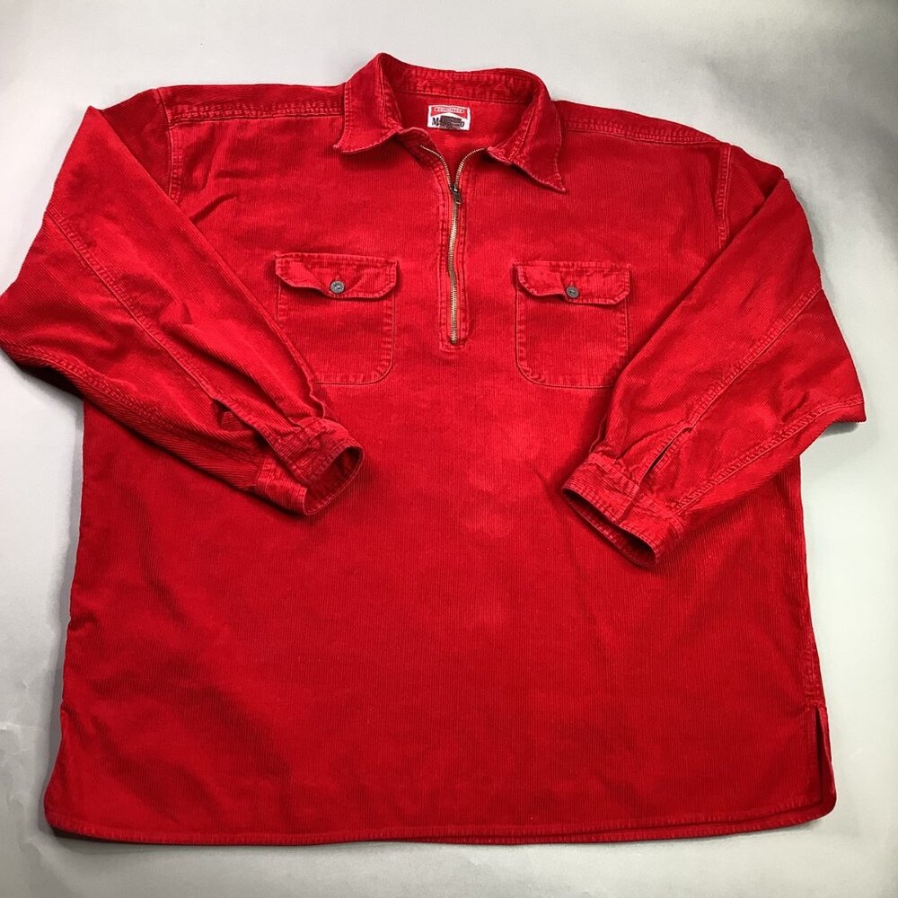 Vintage Marlboro Unlimited Red Corduroy Pullover Shirt XXL With Zipper & Chest P